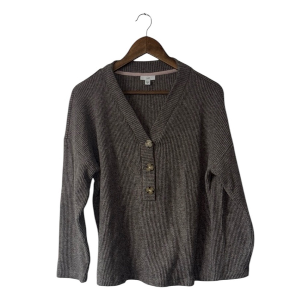 J. Jill Knit Pullover Sweater Sweatshirt Waffle Thick Buttons Comfort Size Large